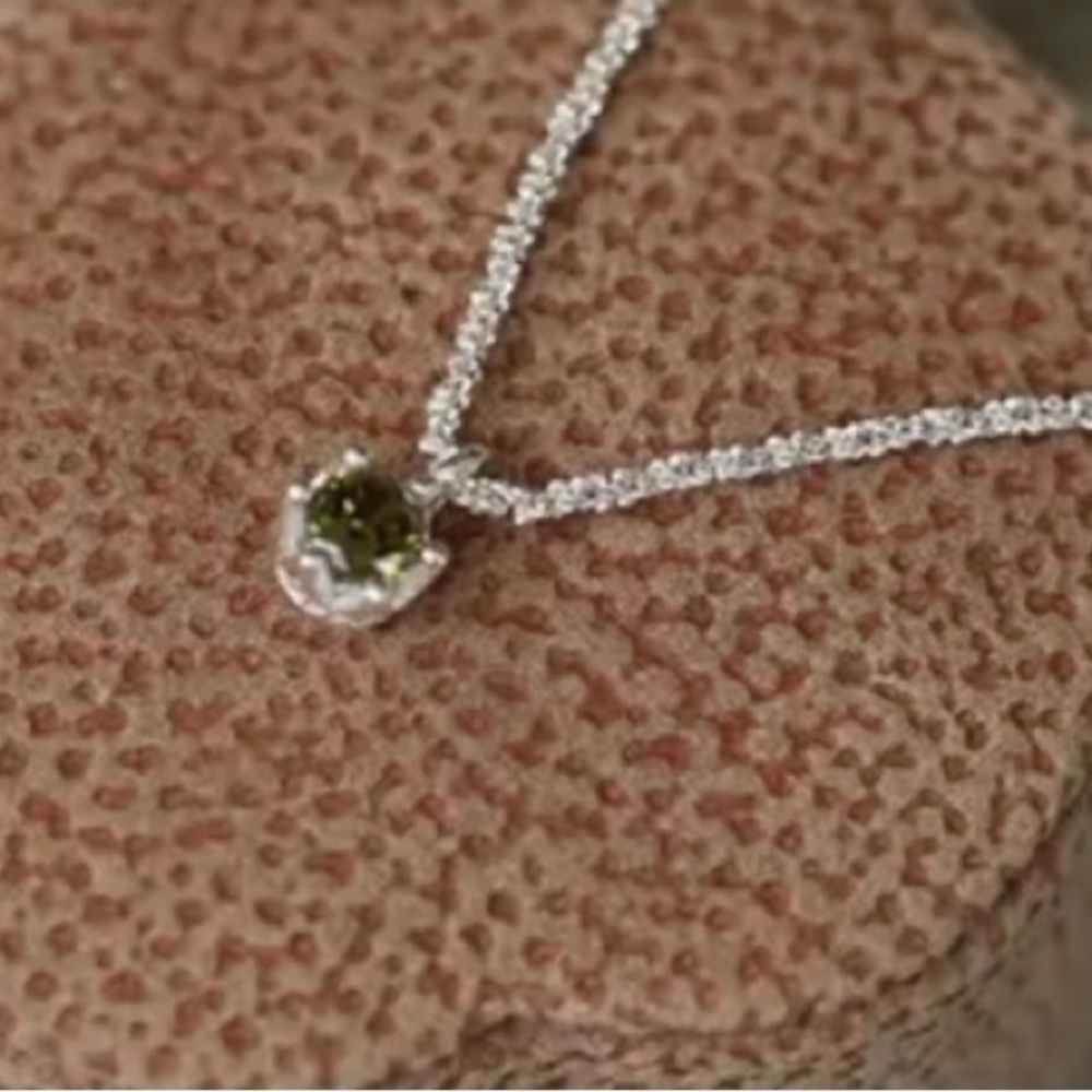 Simulated Emerald CZ Necklace – 14K Gold Plated 925 Silver, Dainty Round Pendant - Picture 2 of 11